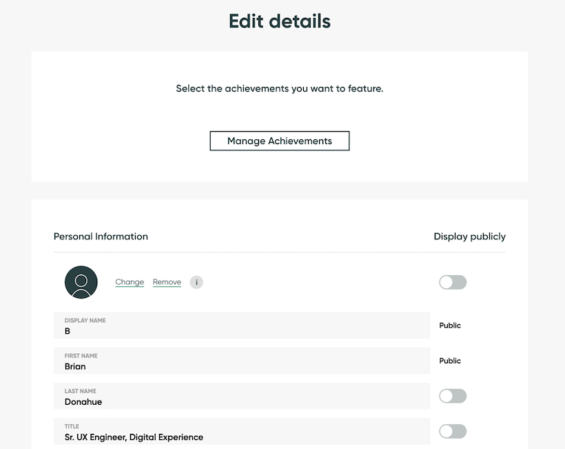 A screen-capture of the current account page