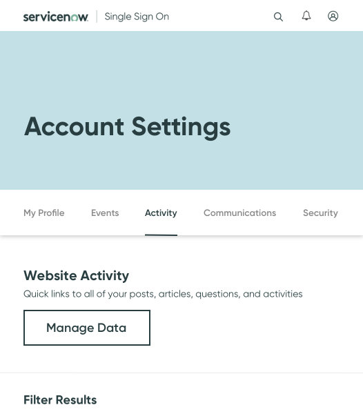 A mockup of the activity tab