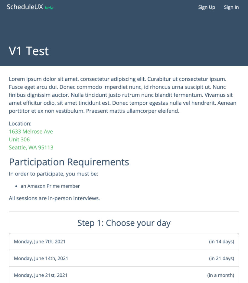 The v1 design update for the registration page