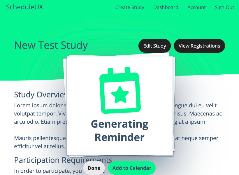 A mockup of the participation requirements task